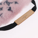 LOUIS VUITTON Mask Someille Eye Mask Fur Pink Black R97454 LV Auth BA16978M-4