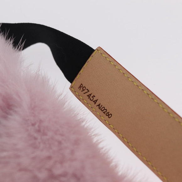 LOUIS VUITTON Mask Someille Eye Mask Fur Pink Black R97454 LV Auth BA16978M
