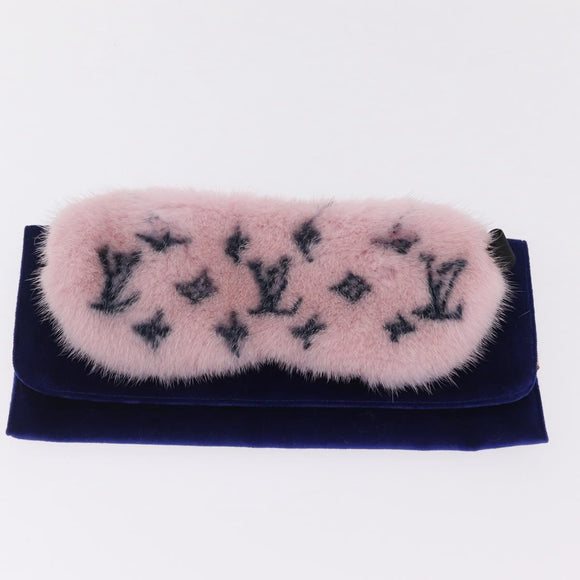 LOUIS VUITTON Mask Someille Eye Mask Fur Pink Black R97454 LV Auth BA16978M