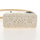 Christian Dior Lady Dior Hand Bag Canvas 2way White Silver Auth BA16979V-14