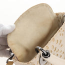 Christian Dior Lady Dior Hand Bag Canvas 2way White Silver Auth BA16979V-22