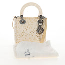 Christian Dior Lady Dior Hand Bag Canvas 2way White Silver Auth BA16979V-31