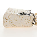 Christian Dior Lady Dior Hand Bag Canvas 2way White Silver Auth BA16979V-5