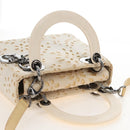 Christian Dior Lady Dior Hand Bag Canvas 2way White Silver Auth BA16979V-6