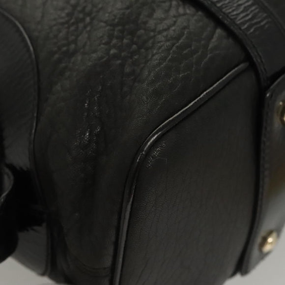 BALLY Shoulder Bag Leather Black Gold Auth BA1698