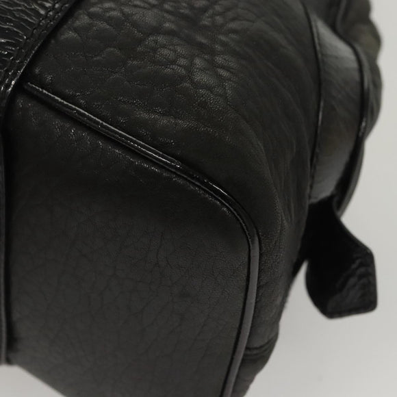 BALLY Shoulder Bag Leather Black Gold Auth BA1698