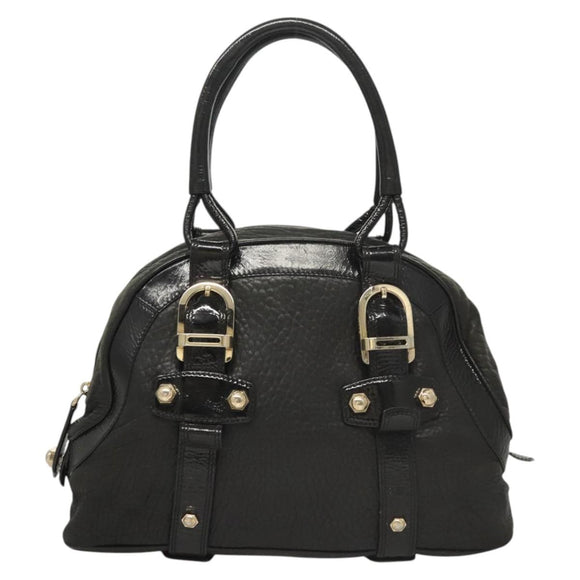 BALLY Shoulder Bag Leather Black Gold Auth BA1698