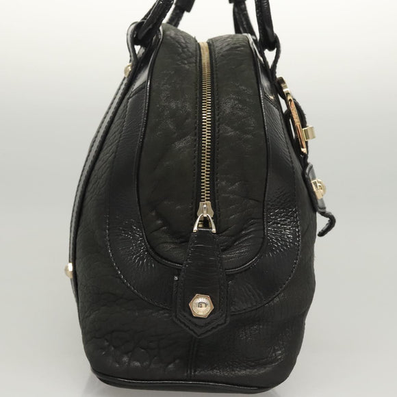 BALLY Shoulder Bag Leather Black Gold Auth BA1698