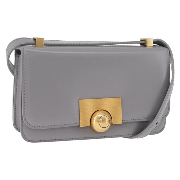 Bottega Veneta Mini The Classic Shoulder Bag Leather Gray Gold Auth BA16983V