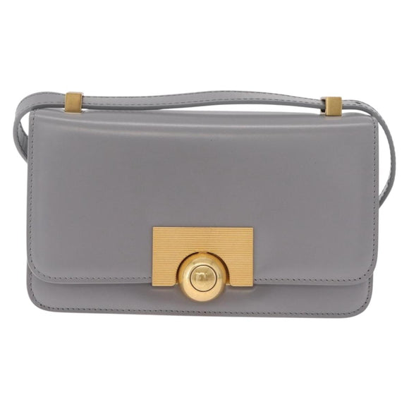 Bottega Veneta Mini The Classic Shoulder Bag Leather Gray Gold Auth BA16983V