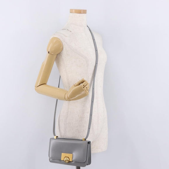 Bottega Veneta Mini The Classic Shoulder Bag Leather Gray Gold Auth BA16983V