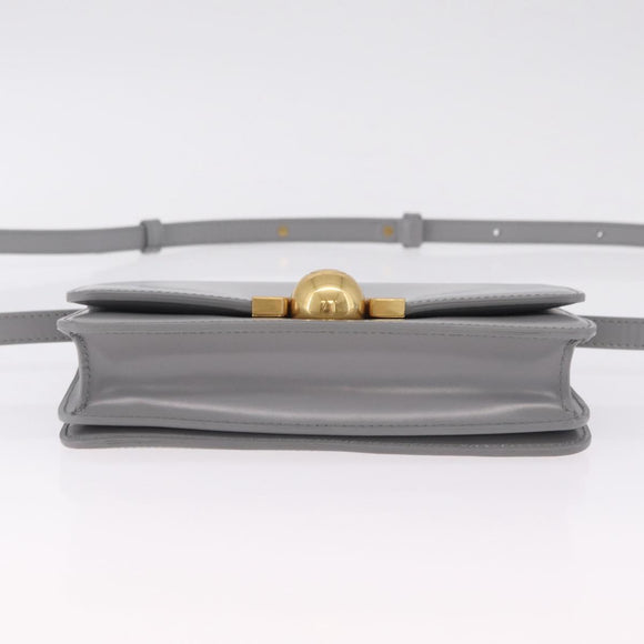 Bottega Veneta Mini The Classic Shoulder Bag Leather Gray Gold Auth BA16983V