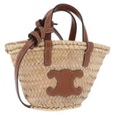 CELINE Teen Classic Panier Hand Bag Raffia Beige Brown Auth BA16985V-1