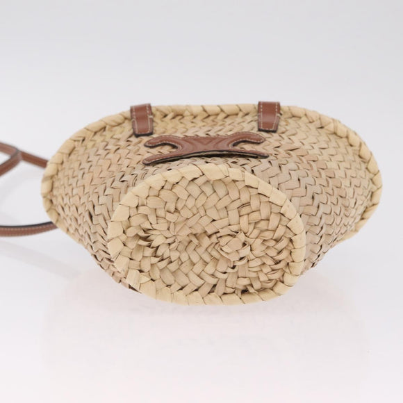 CELINE Teen Classic Panier Hand Bag Raffia Beige Brown Auth BA16985V
