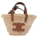 CELINE Teen Classic Panier Hand Bag Raffia Beige Brown Auth BA16985V-2
