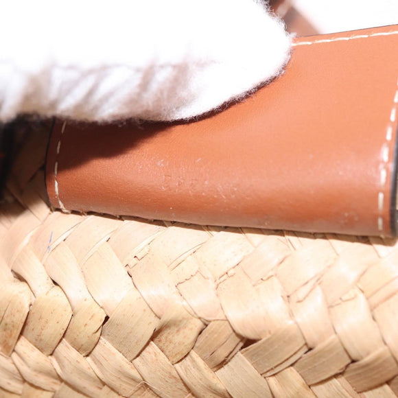 CELINE Teen Classic Panier Hand Bag Raffia Beige Brown Auth BA16985V