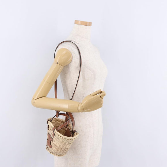 CELINE Teen Classic Panier Hand Bag Raffia Beige Brown Auth BA16985V