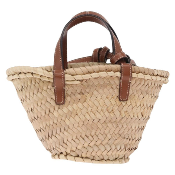 CELINE Teen Classic Panier Hand Bag Raffia Beige Brown Auth BA16985V