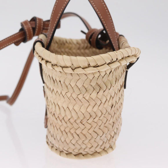 CELINE Teen Classic Panier Hand Bag Raffia Beige Brown Auth BA16985V