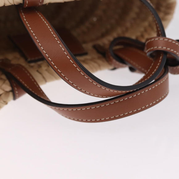CELINE Teen Classic Panier Hand Bag Raffia Beige Brown Auth BA16985V
