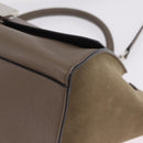 CELINE Trapeze Hand Bag Suede 2way Beige Silver Auth BA16986V-13