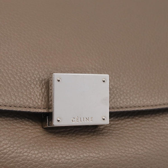 CELINE Trapeze Hand Bag Suede 2way Beige Silver Auth BA16986V