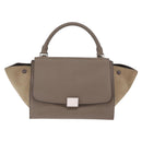 CELINE Trapeze Hand Bag Suede 2way Beige Silver Auth BA16986V-2