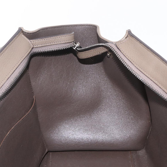 CELINE Trapeze Hand Bag Suede 2way Beige Silver Auth BA16986V