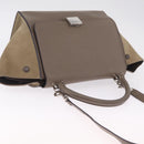CELINE Trapeze Hand Bag Suede 2way Beige Silver Auth BA16986V-6