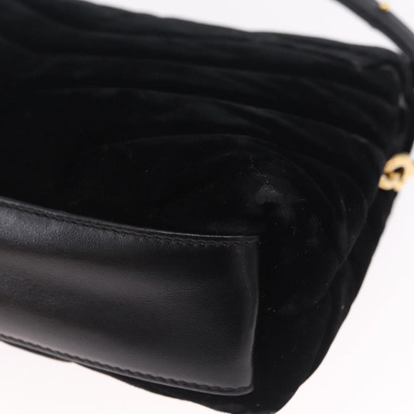 Saint Laurent Lulu Shoulder Bag Velvet Black Gold 467072 Auth BA16988V
