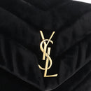 Saint Laurent Lulu Shoulder Bag Velvet Black Gold 467072 Auth BA16988V-14