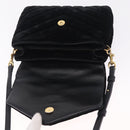 Saint Laurent Lulu Shoulder Bag Velvet Black Gold 467072 Auth BA16988V-15