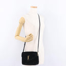 Saint Laurent Lulu Shoulder Bag Velvet Black Gold 467072 Auth BA16988V-29