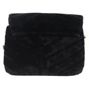 Saint Laurent Lulu Shoulder Bag Velvet Black Gold 467072 Auth BA16988V-3
