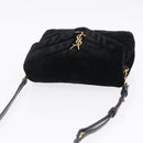 Saint Laurent Lulu Shoulder Bag Velvet Black Gold 467072 Auth BA16988V-6