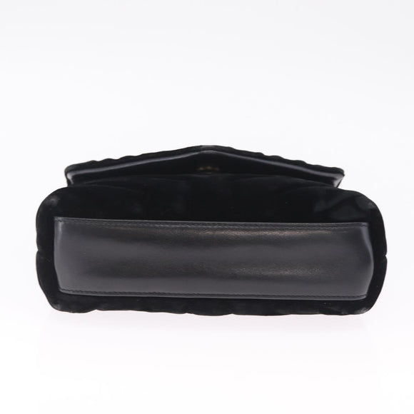 Saint Laurent Lulu Shoulder Bag Velvet Black Gold 467072 Auth BA16988V