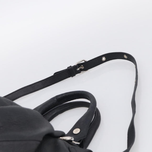 CELINE Pillow Small Hand Bag Leather 2way Black Silver Auth BA16996A