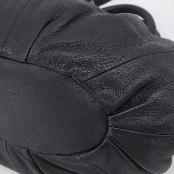 CELINE Pillow Small Hand Bag Leather 2way Black Silver Auth BA16996A