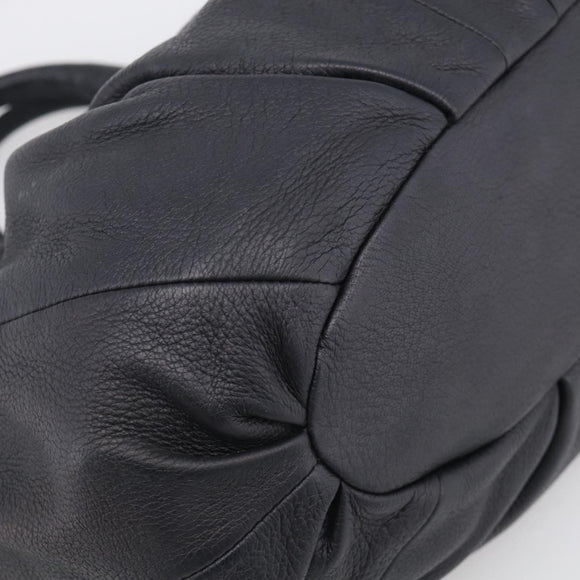 CELINE Pillow Small Hand Bag Leather 2way Black Silver Auth BA16996A