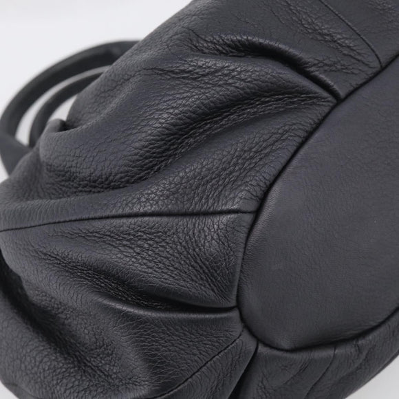 CELINE Pillow Small Hand Bag Leather 2way Black Silver Auth BA16996A