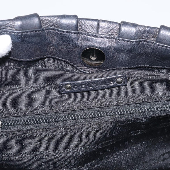 CELINE Pillow Small Hand Bag Leather 2way Black Silver Auth BA16996A