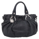CELINE Pillow Small Hand Bag Leather 2way Black Silver Auth BA16996A-2