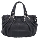CELINE Pillow Small Hand Bag Leather 2way Black Silver Auth BA16996A-3