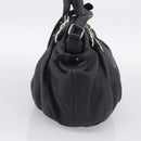 CELINE Pillow Small Hand Bag Leather 2way Black Silver Auth BA16996A-4