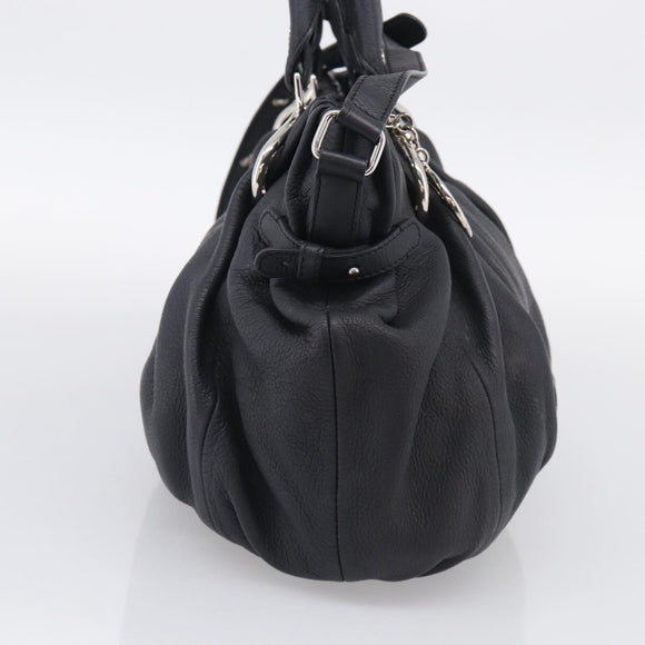 CELINE Pillow Small Hand Bag Leather 2way Black Silver Auth BA16996A