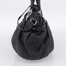 CELINE Pillow Small Hand Bag Leather 2way Black Silver Auth BA16996A-5