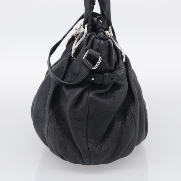 CELINE Pillow Small Hand Bag Leather 2way Black Silver Auth BA16996A