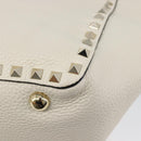 Valentino Rock Studs Hand Bag Leather 2way White Gold Auth BA16999A-14