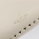 Valentino Rock Studs Hand Bag Leather 2way White Gold Auth BA16999A-16