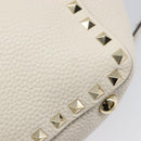 Valentino Rock Studs Hand Bag Leather 2way White Gold Auth BA16999A-17